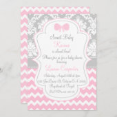 Baby girl shower invitation pink chevron and Schar Einladung (Vorne/Hinten)