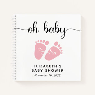 Baby Girl Shower Pink Feet Gästebuch Notizblock