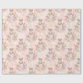 Baby Girl Shower Teddy Bears Wrapping Paper Geschenkpapier (Flach)