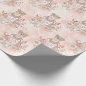 Baby Girl Shower Teddy Bears Wrapping Paper Geschenkpapier (Ecke)