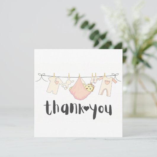 Baby Girl Shower Vielen Dank Dankeskarte (Stehend Vorderseite)