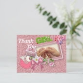 Baby Girl Shower Vielen Dank Postkarte (Stehend Vorderseite)