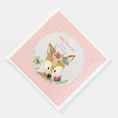 Baby Girl Shower Woodland Animal Boho Blume Serviette (Ecke)