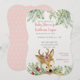 Baby Girl Shower Woodland Animals Boho Deer Floral Einladung