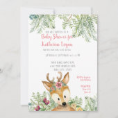 Baby Girl Showwald Graue Hirsche Einladung (Vorderseite)