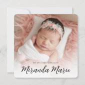 Baby Girl Simple Newborn Foto Overlay Text Pink (Vorderseite)