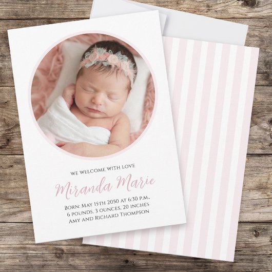 Baby Girl Simple Newborn Foto Script Floral Pink