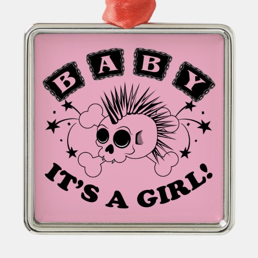 Baby Girl Skull Ornament Aus Metall (Vorne)