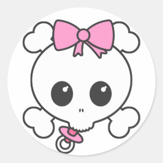 Baby Girl Skully Runder Aufkleber