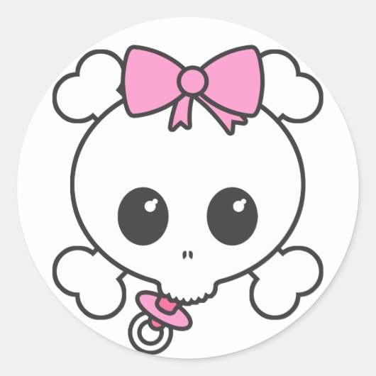 Baby Girl Skully Runder Aufkleber (Vorderseite)