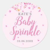 Baby Girl Sprinkle Pink Aquarellblossom Blütenblum Runder Aufkleber (Vorderseite)