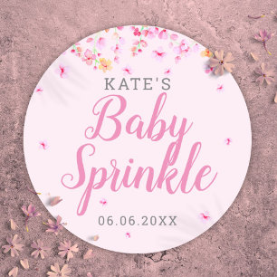 Baby Girl Sprinkle Pink Aquarellblossom Runder Aufkleber