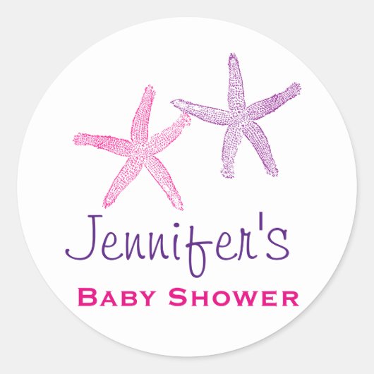 Baby Girl Starfish Simple Shower Stickers (Vorderseite)