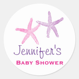 Baby Girl Starfish Simple Shower Stickers