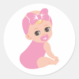 Baby Girl Sticker mit Bow & Gold Lock