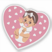 Baby Girl Sticker on Pink Heart Wave (Vorderseite)