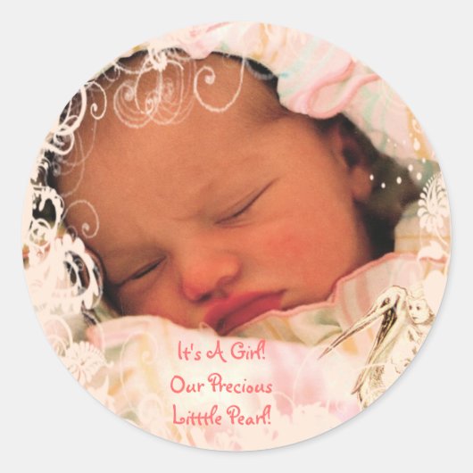 Baby Girl Stickers mit Ihrem Baby Foto (Vorderseite)