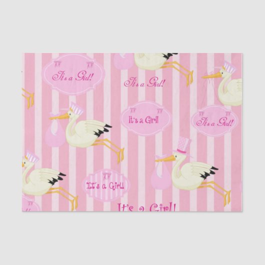 Baby Girl Storch Seidenpapier (Vorderseite)