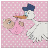 Baby Girl Stork Design Muster Stoff (Nahaufnahme)