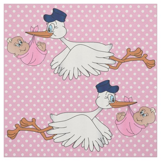 Baby Girl Stork Design Muster Stoff (Muster)