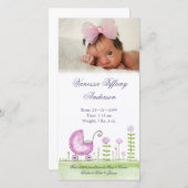 Baby Girl Stroller - Geburtshilfekarte Ankündigung (Vorne/Hinten)