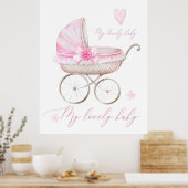 Baby Girl Stroller Neugeborenes Kinderzimmer Aquar Poster (Küche)