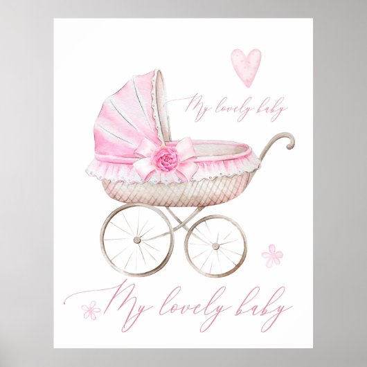Baby Girl Stroller Neugeborenes Kinderzimmer Aquar Poster (Vorne)
