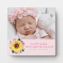 Baby Girl Sunflower Pink Personalisiertes Foto