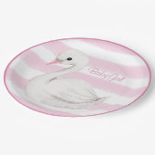 Baby Girl Swan Girly Pink Script Baby Dusche Pappteller (Schrägansicht)