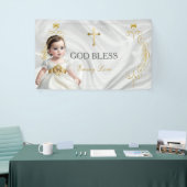 Baby Girl Taufe Christening Gold Cross Banner (Messeveranstaltung)