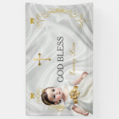 Baby Girl Taufe Christening Gold Cross Banner (Vertikal)