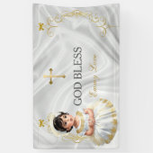 Baby Girl Taufe Christening Gold Cross Banner (Vertikal)