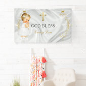 Baby Girl Taufe Christening Gold Cross Banner (Insitu)