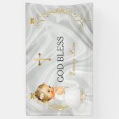 Baby Girl Taufe Christening Gold Cross Banner (Vertikal)