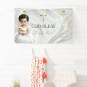 Baby Girl Taufe Christening Gold Cross Banner (Insitu)