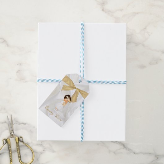 Baby Girl Taufe Christening Gold Cross Geschenkanhänger (Mit Garn)