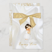 Baby Girl Taufe Christening Gold Cross Vielen Dank Einladung (Vorne/Hinten)