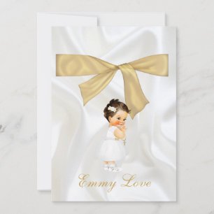 Baby Girl Taufe Christening Gold Cross Vielen Dank Einladung