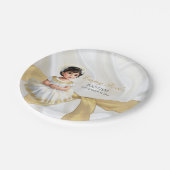 Baby Girl Taufe Christening White & Gold Pappteller (Schrägansicht)