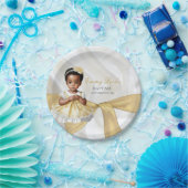 Baby Girl Taufe Christening White & Gold Pappteller (Party)