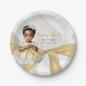 Baby Girl Taufe Christening White & Gold Pappteller (Vorderseite)