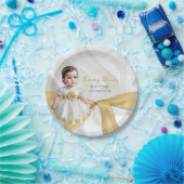 Baby Girl Taufe Christening White & Gold Pappteller (Party)