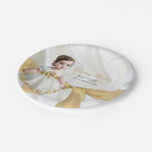 Baby Girl Taufe Christening White & Gold Pappteller (Schrägansicht)