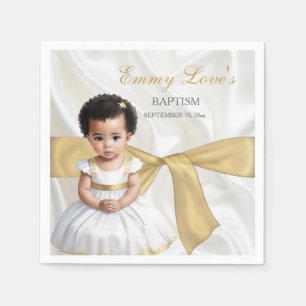 Baby Girl Taufe Christening White & Gold Serviette