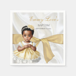 Baby Girl Taufe Christening White & Gold Serviette