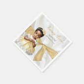 Baby Girl Taufe Christening White & Gold Serviette (Ecke)