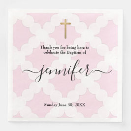 Baby Girl Taufe Rosa weißes Gold Serviette