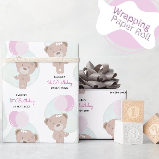 Baby Girl Teddy Bear Geschenkpapier
