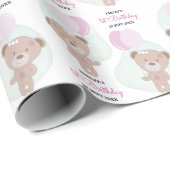 Baby Girl Teddy Bear Geschenkpapier (Rolleneckpunkt)