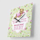 Baby Girl Teddy Bear Quadratische Wanduhr (Winkel)